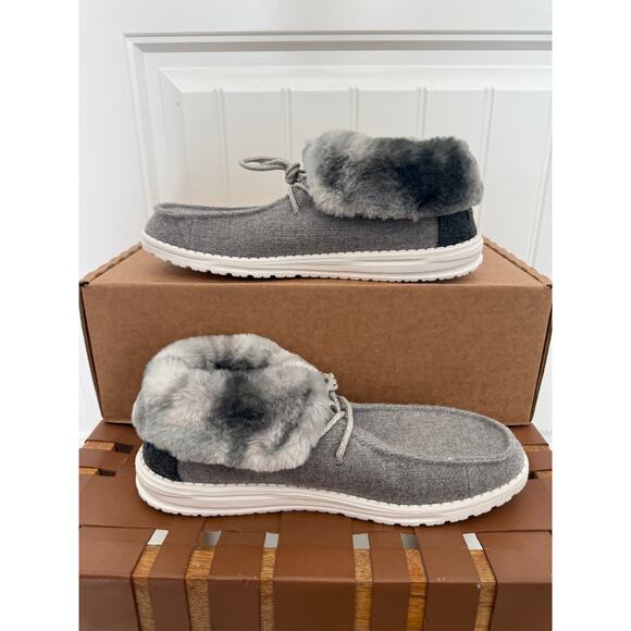 Hey Dude Britt Sunset Smoke Fur Lined Slip On Shoes Womens Size 11 Gray